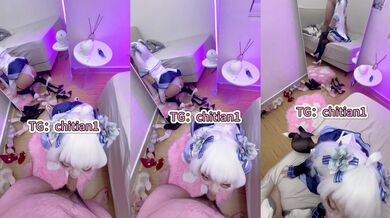 可盐可甜COS抽像福利姬【池甜chitian1】露脸性爱视图①，上吊鞭炮炸B所向无敌 (7)